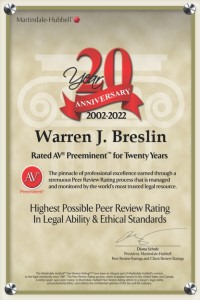 Warren J. Breslin - AV Preminent for 15 Years